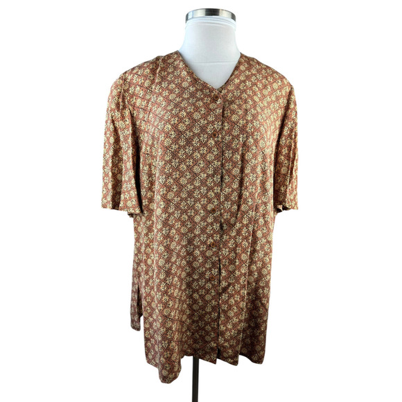 Vintage Elisabeth Liz Claiborne 100% Silk Print SS Top & Pants Set Plus Size 18 - Picture 3 of 16